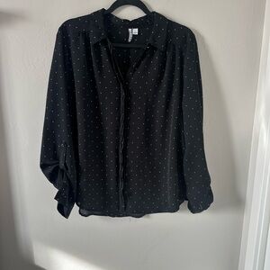 Elle Black Blouse with White Polka Dots